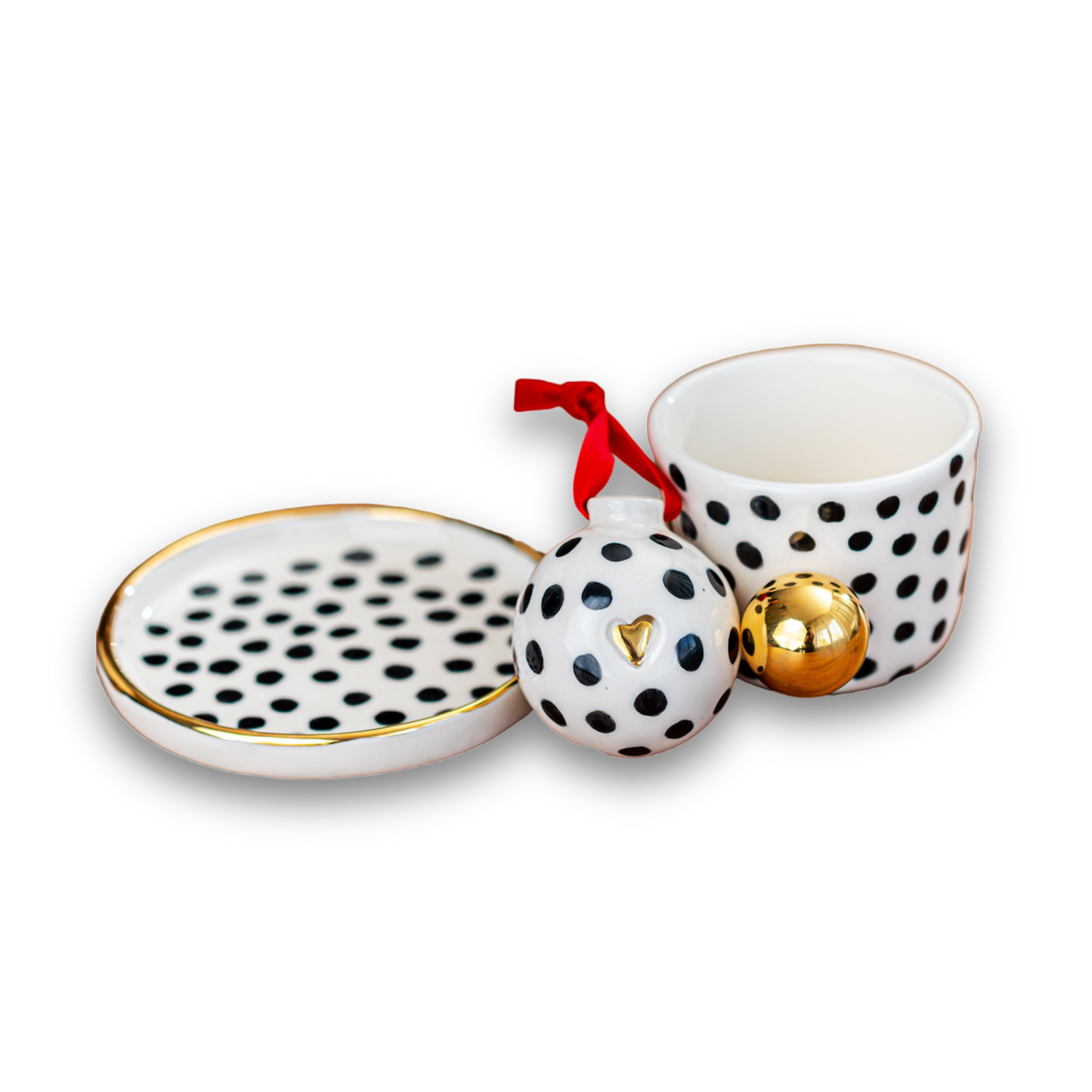 Porcelain 3 Pieces Gift Set POLKA DOTS - ZLATNAporcelain