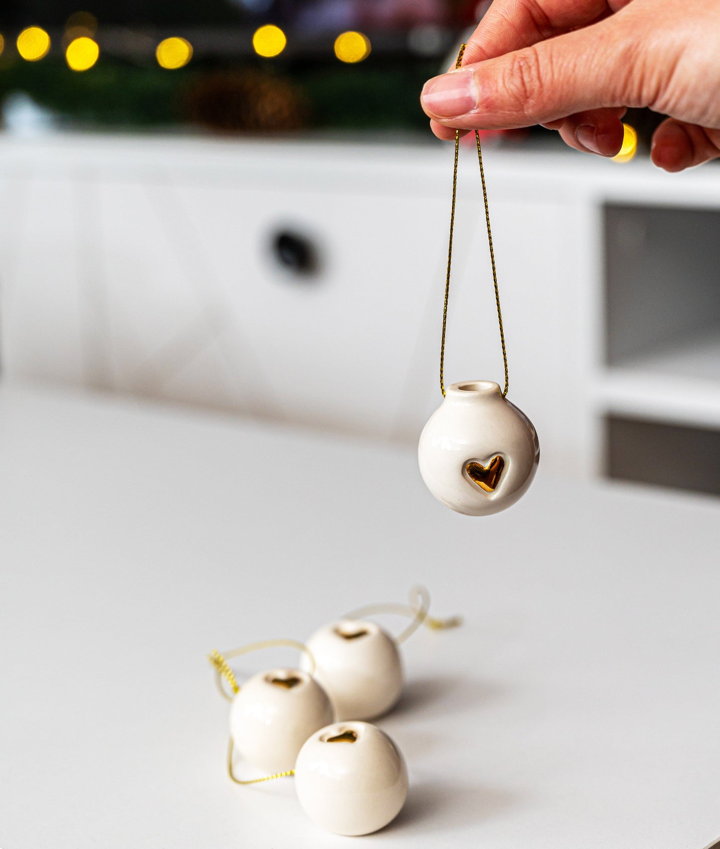 Porcelain Set Of 2 Christmas Tree Ornaments - ZLATNAporcelain