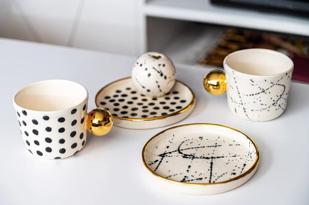 Porcelain Christmas Ornament BLACK SPLASHES - ZLATNAporcelain