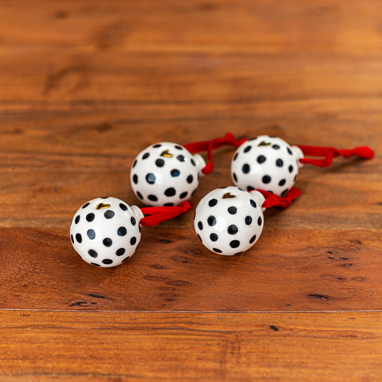 Porcelain Christmas Ornament POLKA DOTS - ZLATNAporcelain