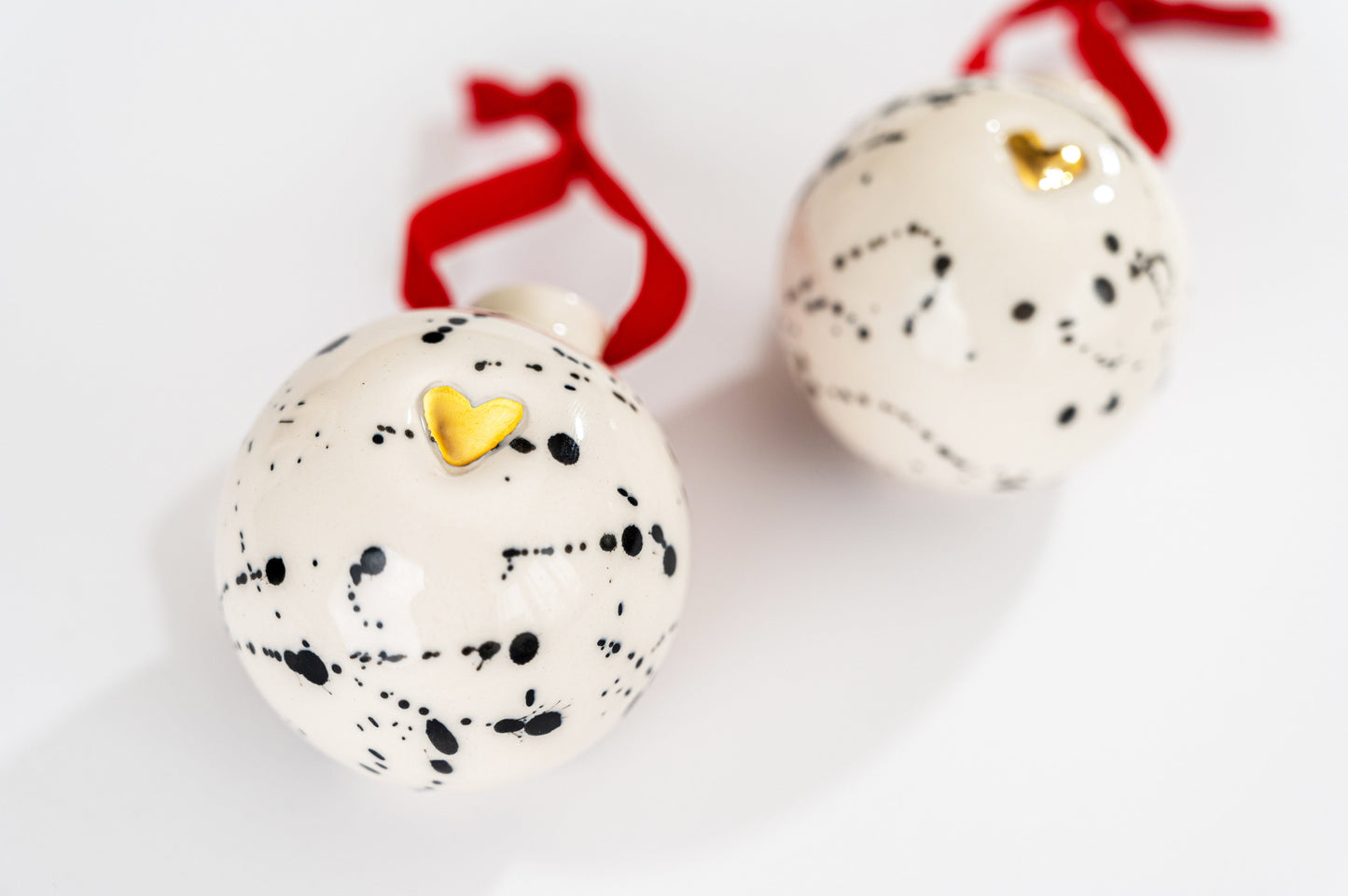 Porcelain Christmas Ornament BLACK SPLASHES - ZLATNAporcelain