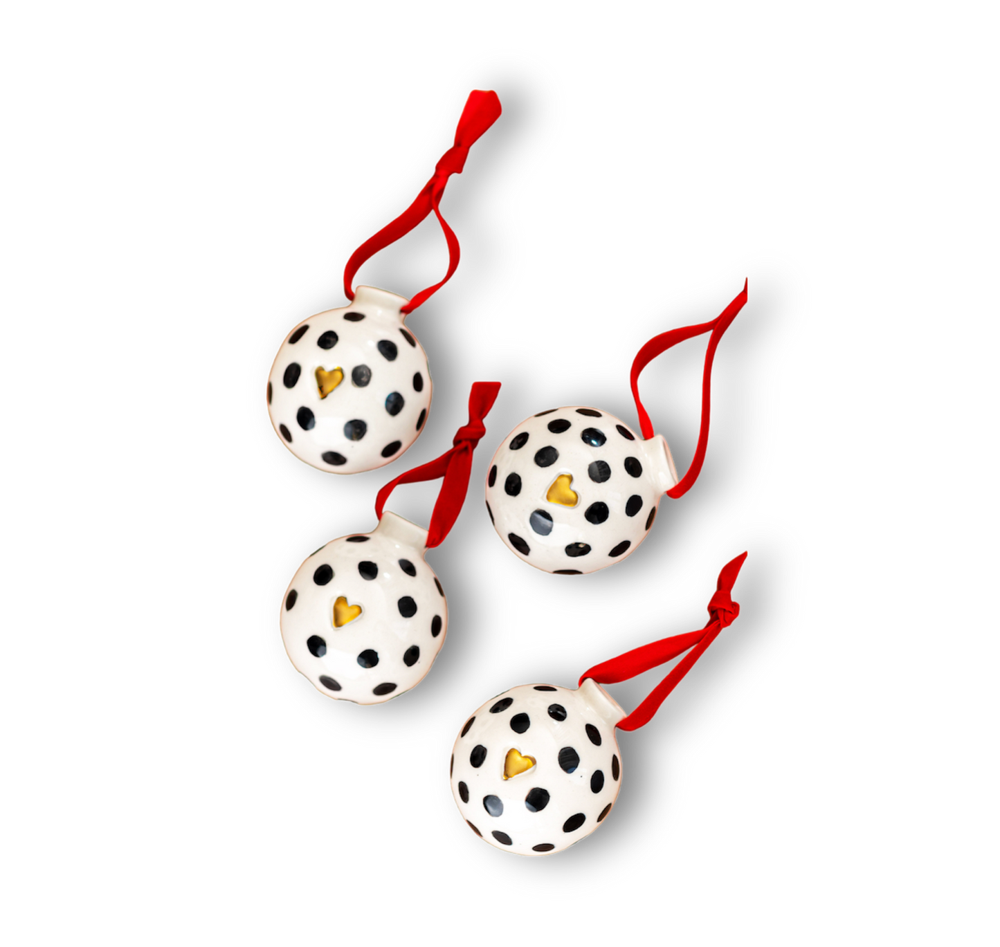 Porcelain Christmas Ornament POLKA DOTS - ZLATNAporcelain