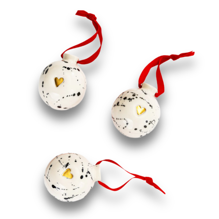 Porcelain Christmas Ornament BLACK SPLASHES - ZLATNAporcelain