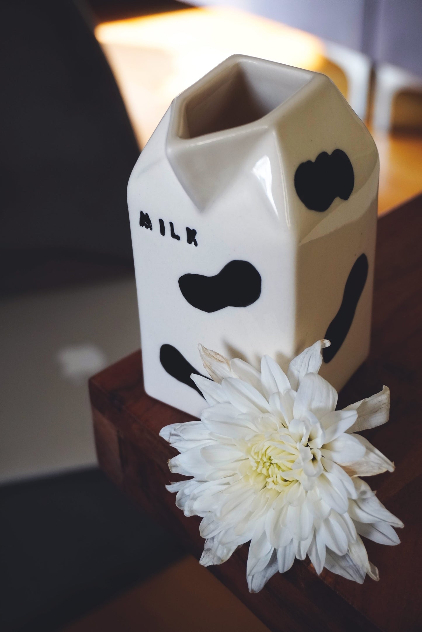 Porcelain Small Milk Pitcher/Vase With Cow Design