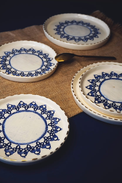 Porcelain Flat Plate With Lace Design