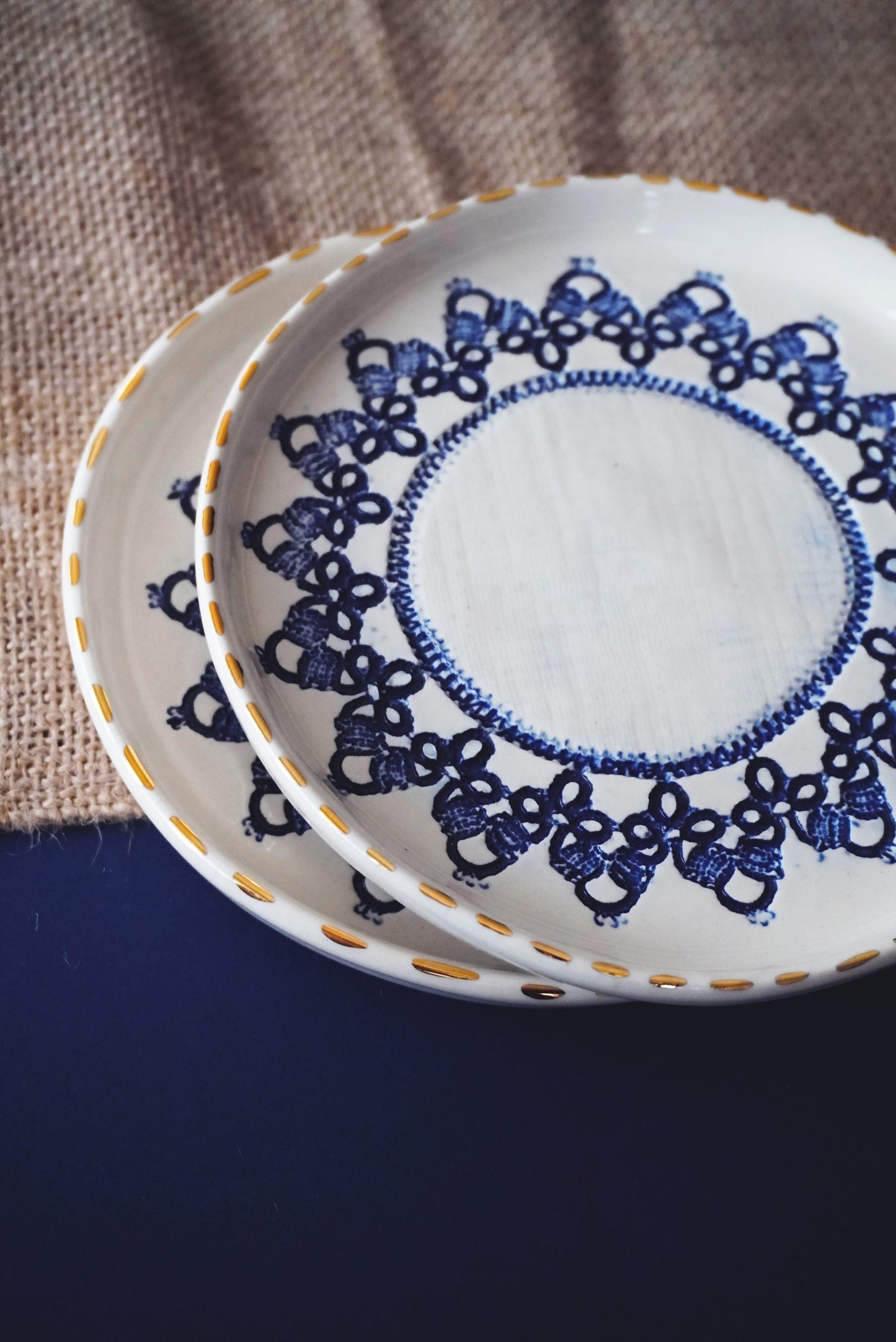 Porcelain Flat Plate With Lace Design