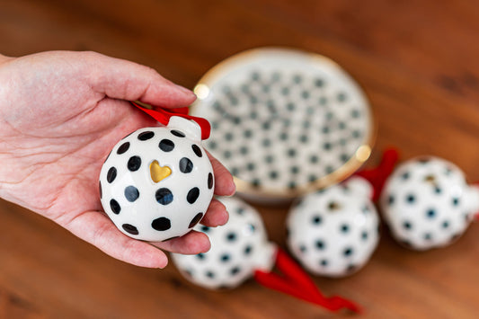 Porcelain Christmas Ornament POLKA DOTS - ZLATNAporcelain