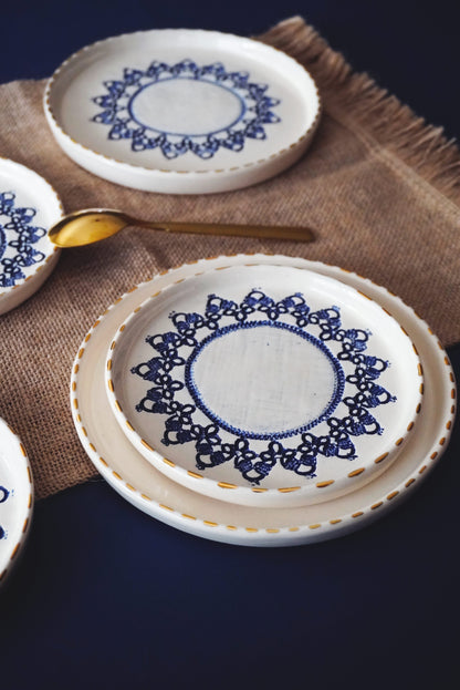 Porcelain Flat Plate With Lace Design