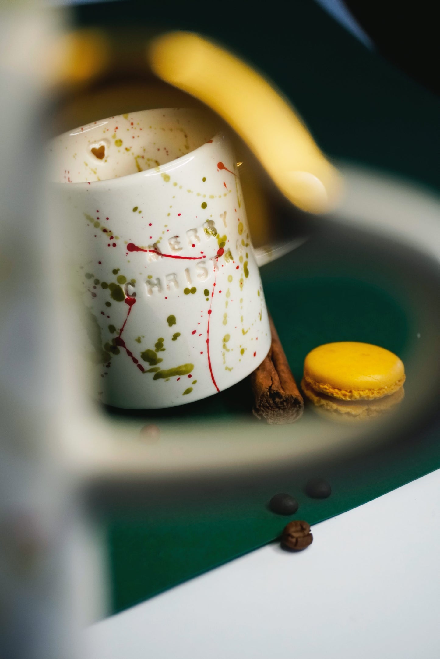 Porcelain Mug MERRY CHRISTMAS With Heart Shaped Handle