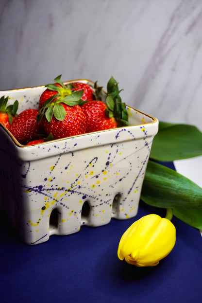 Porcelain Berry Basket Yellow, Purple & Gold - ZLATNAporcelain