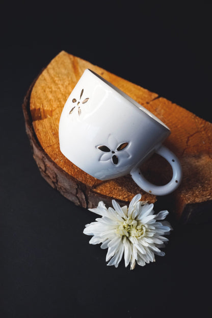 Porcelain Coffee Mug Golden Flower