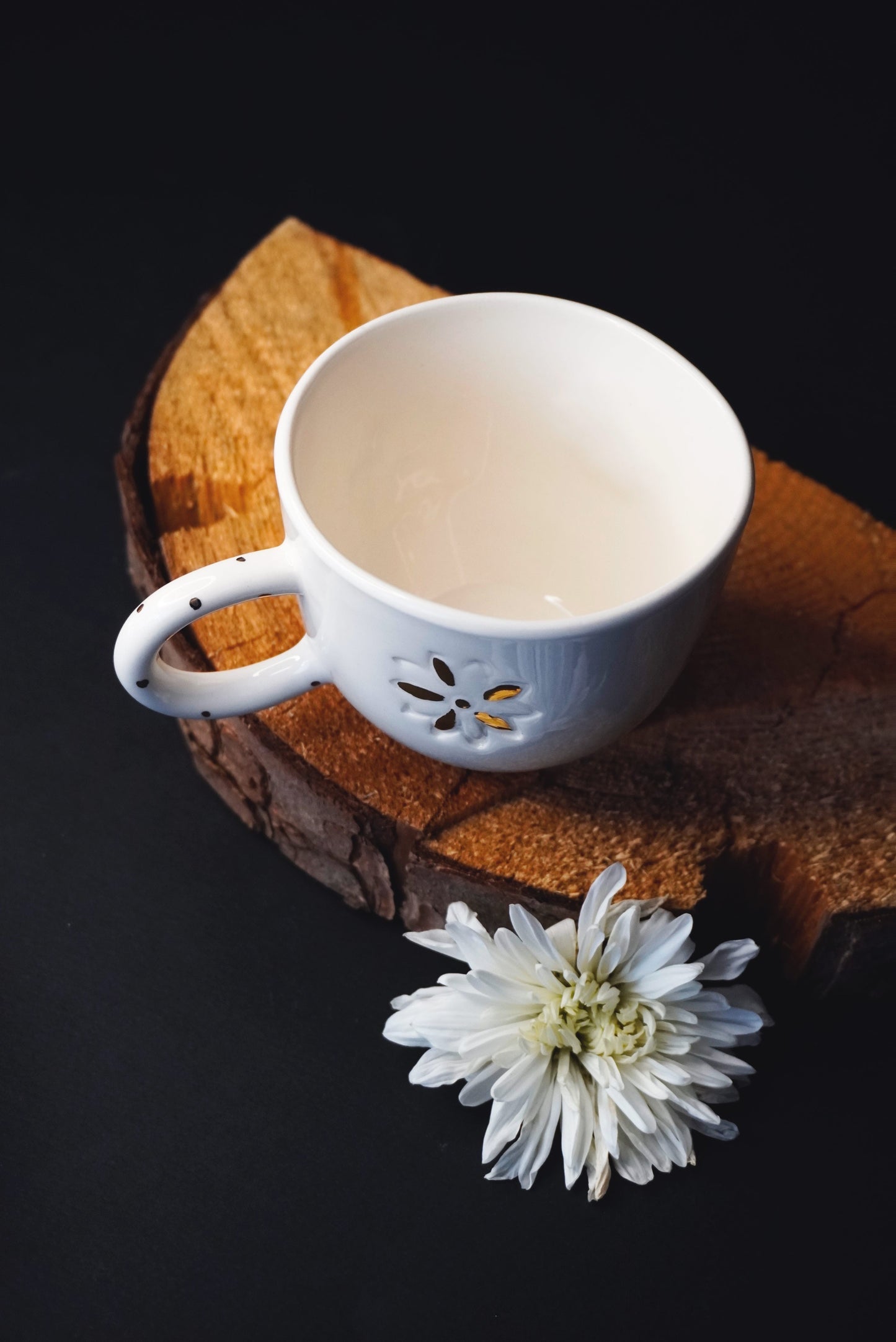 Porcelain Coffee Mug Golden Flower