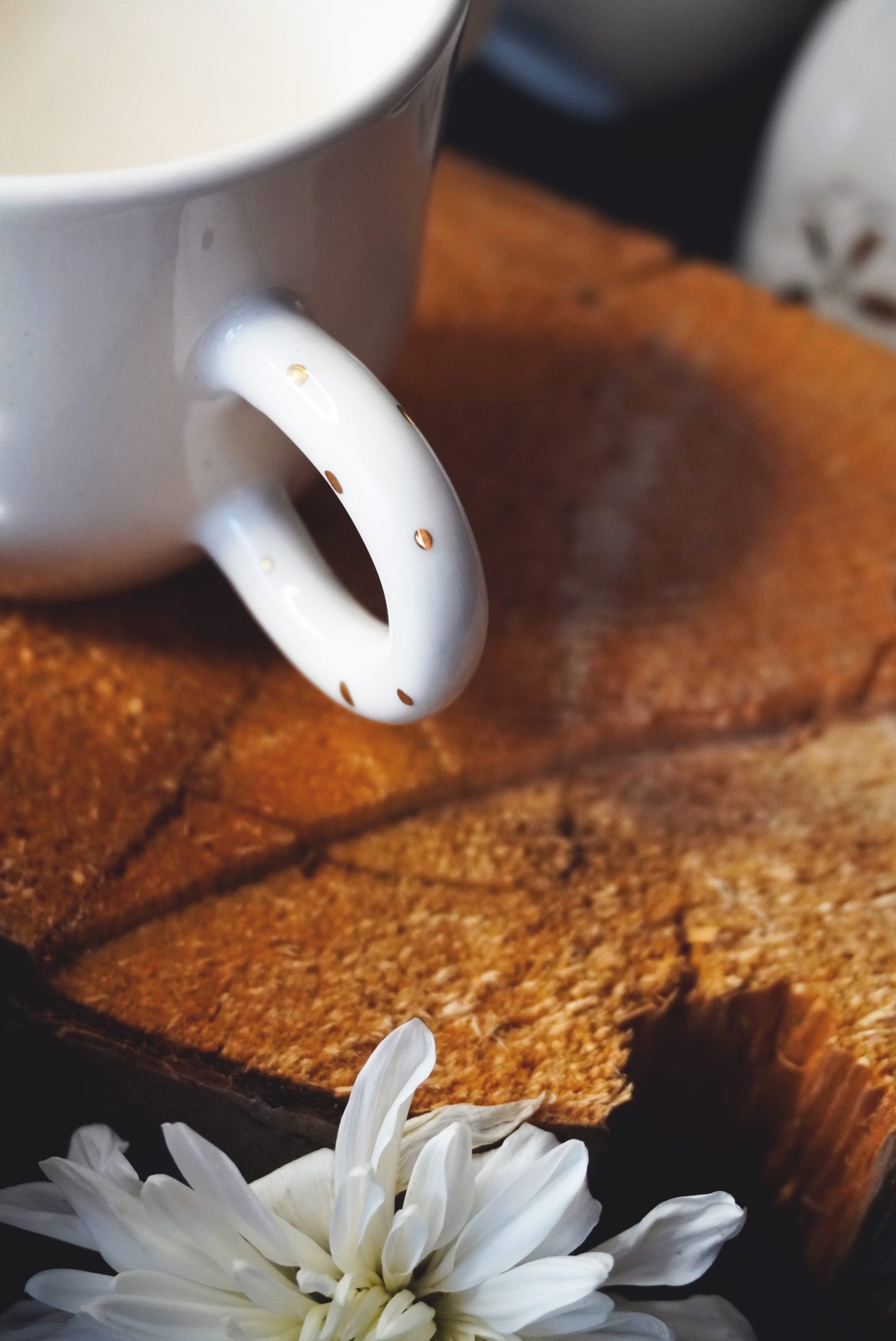 Porcelain Coffee Mug Golden Flower