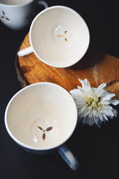 Porcelain Coffee Mug Golden Flower