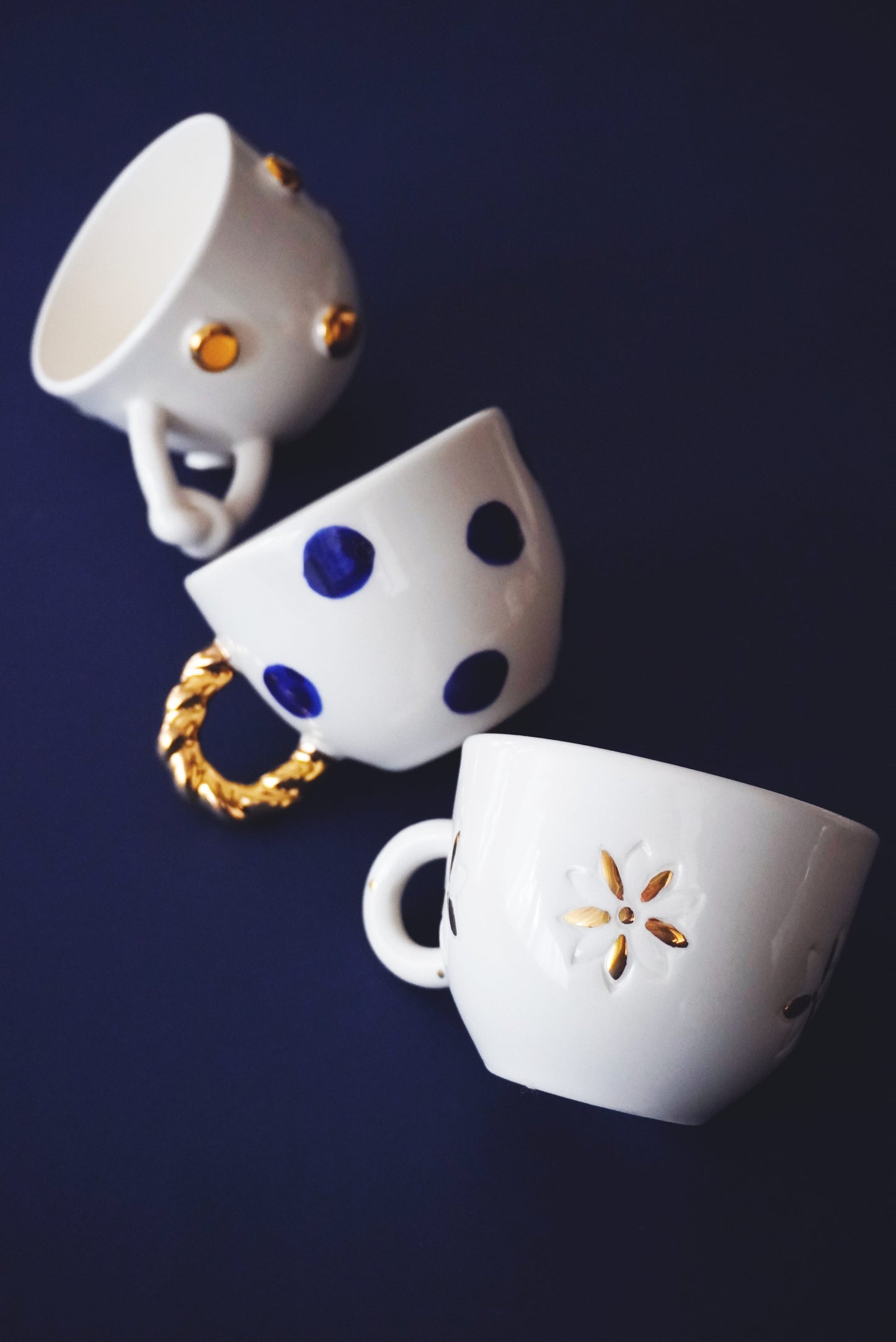 Porcelain Coffee Mug Golden Flower