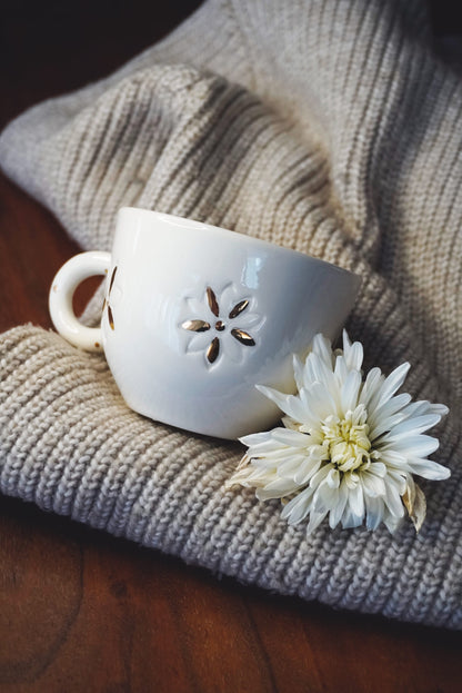 Porcelain Coffee Mug Golden Flower