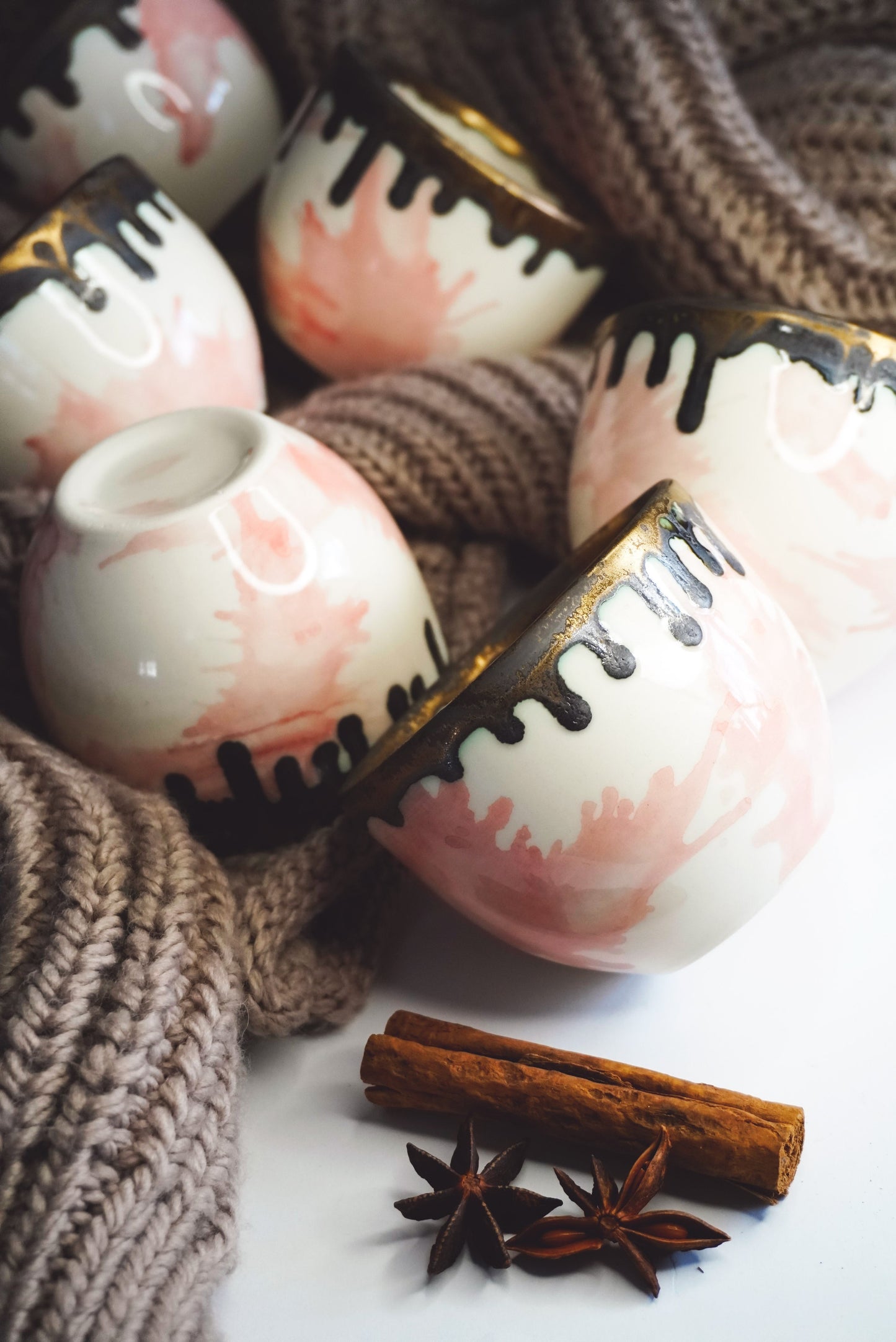 Porcelain Coffee Cup Bronze Dripping