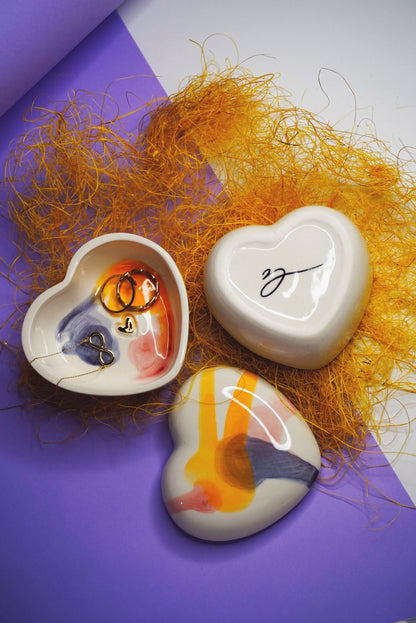 Porcelain Heart-Shaped Jewellery Box With Lid - Palette