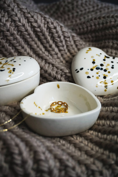 Porcelain Heart-Shaped Jewellery Box With Lid - Splashes