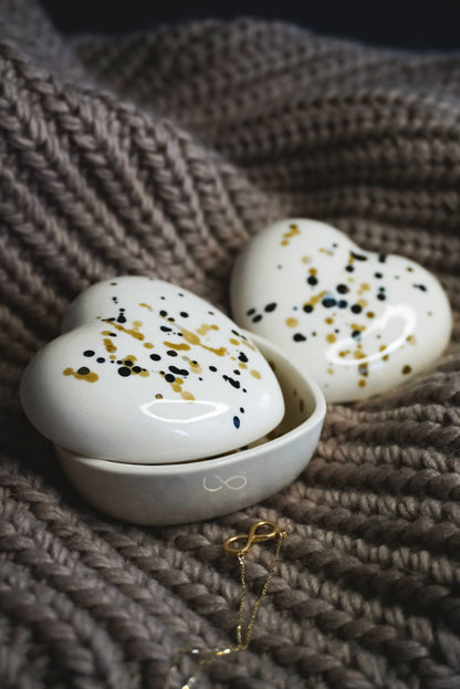 Porcelain Heart-Shaped Jewellery Box With Lid - Splashes