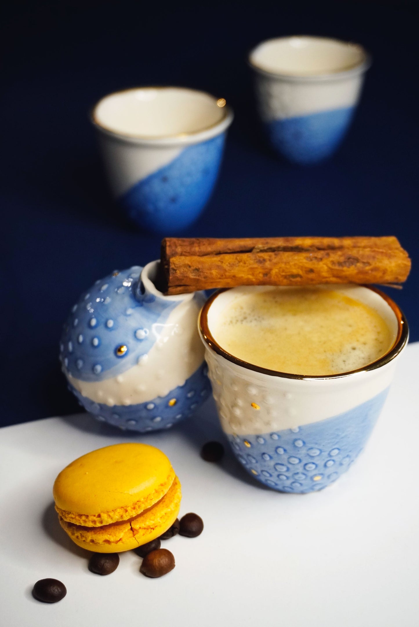Porcelain Espresso Cups Set BLUE & GOLD - ZLATNAporcelain