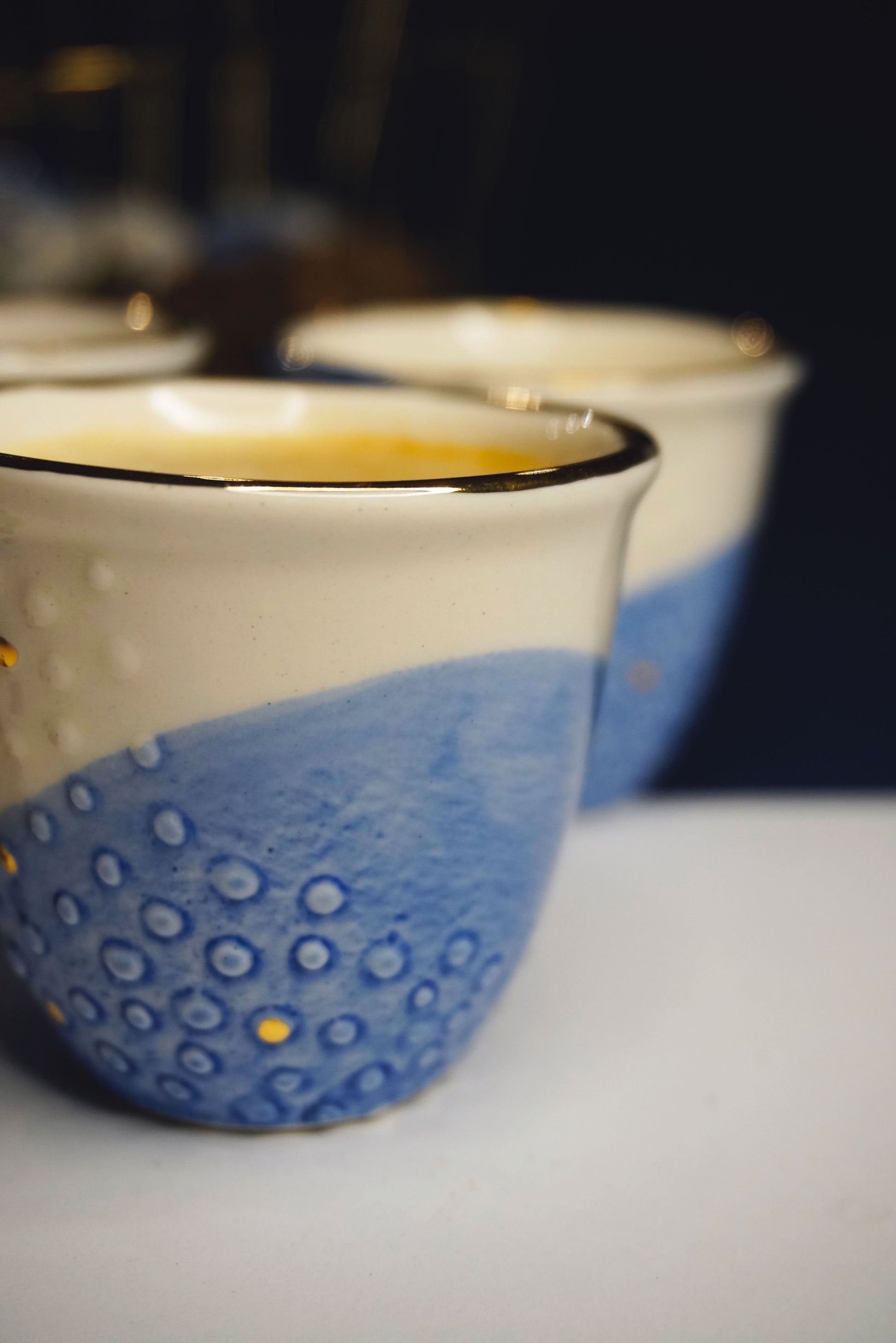 Porcelain Espresso Cups Set BLUE & GOLD - ZLATNAporcelain