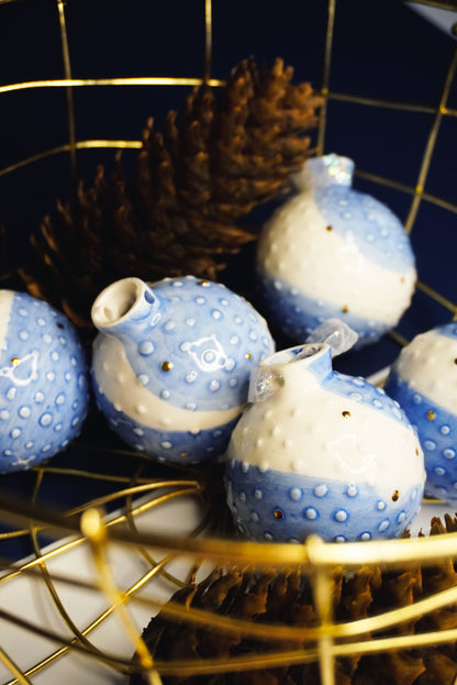 Porcelain Christmas Tree Ornament BLUE & GOLD - ZLATNAporcelain