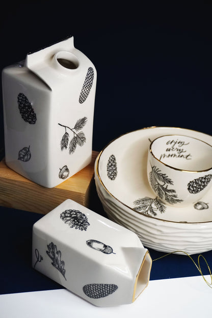 Porcelain Milk Jug/Vase FOREST - ZLATNAporcelain