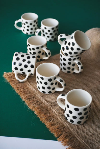 Porcelain Set Of 2 Espresso Polka Dots Cups