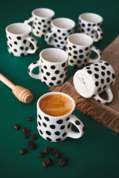 Porcelain Set Of 2 Espresso Polka Dots Cups