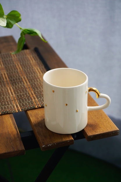 Golden Drops Mug With Heart Shaped Handle