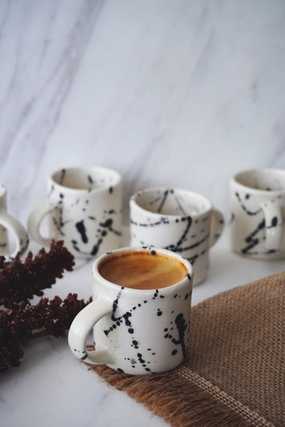 Porcelain Espresso 2 Cups Set With Black Splashes