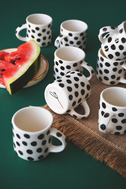 Porcelain Set Of 2 Espresso Polka Dots Cups