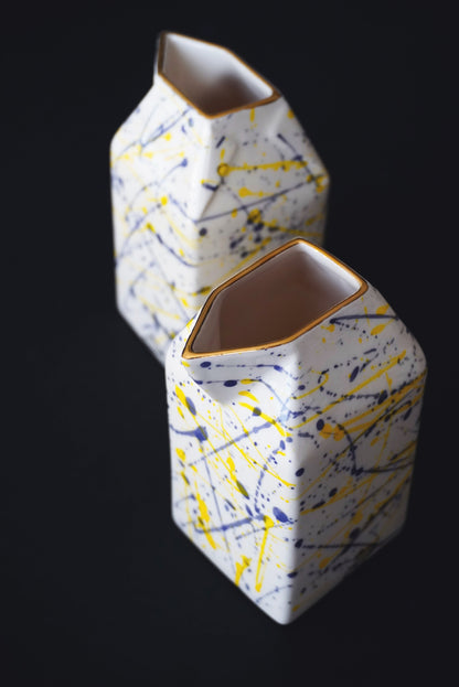 Porcelain Pitcher Yellow, Purple & Gold