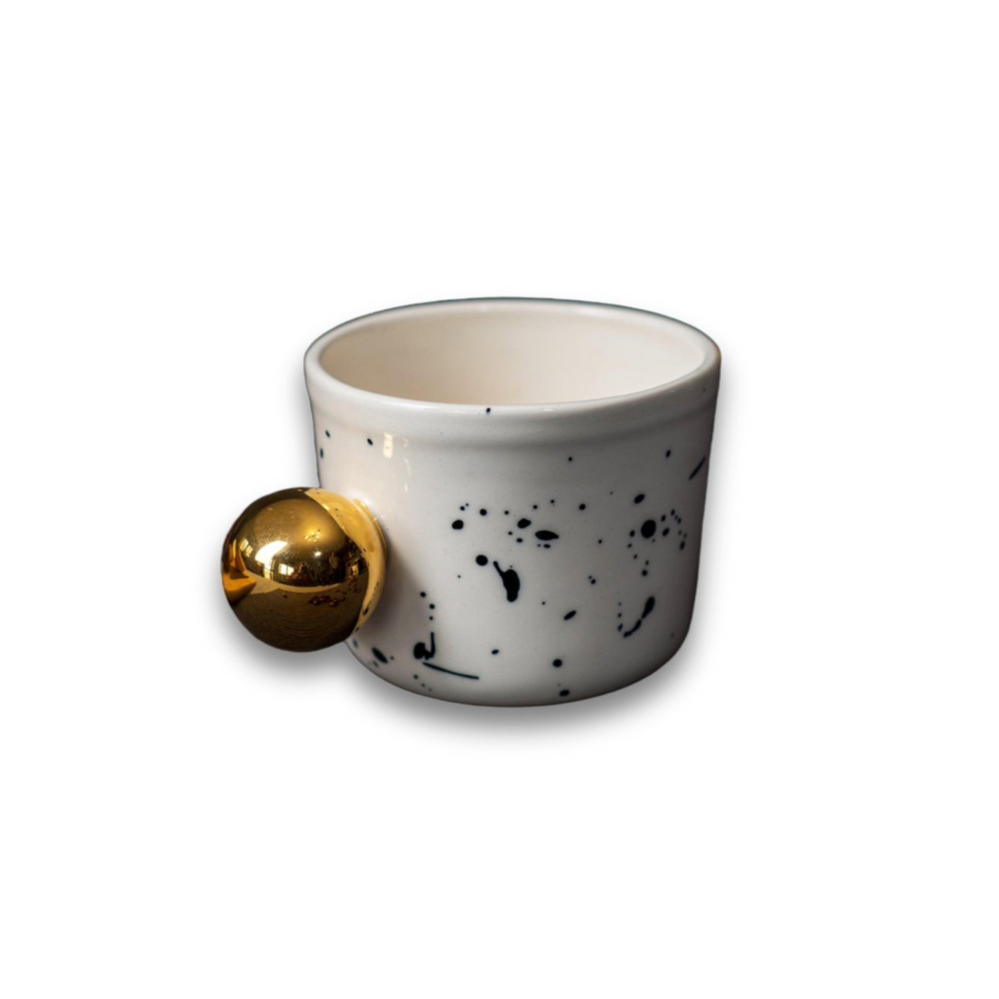 Porcelain Cappuccino Mug Black Splashes - ZLATNAporcelain