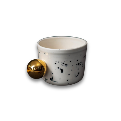 Porcelain Cappuccino Mug Black Splashes - ZLATNAporcelain