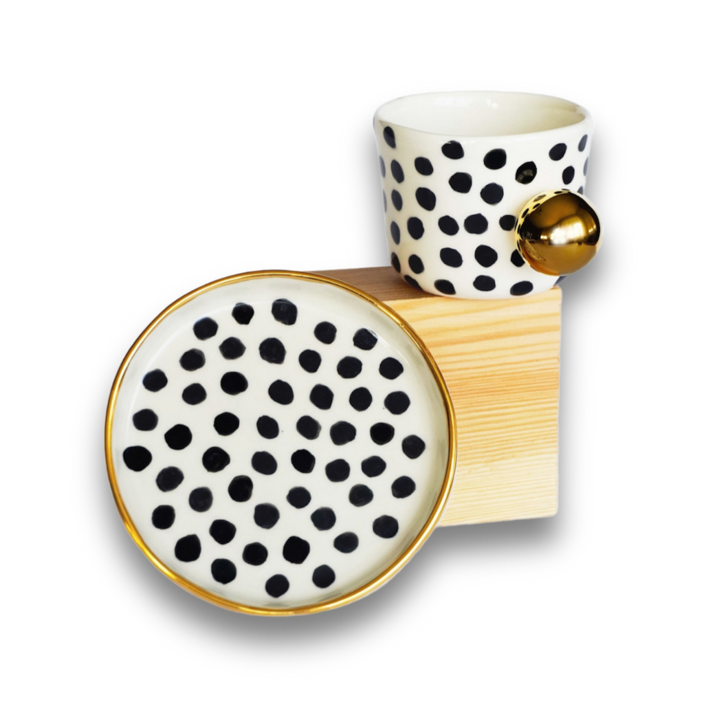 Porcelain Cappuccino Mug Polka Dots - ZLATNAporcelain