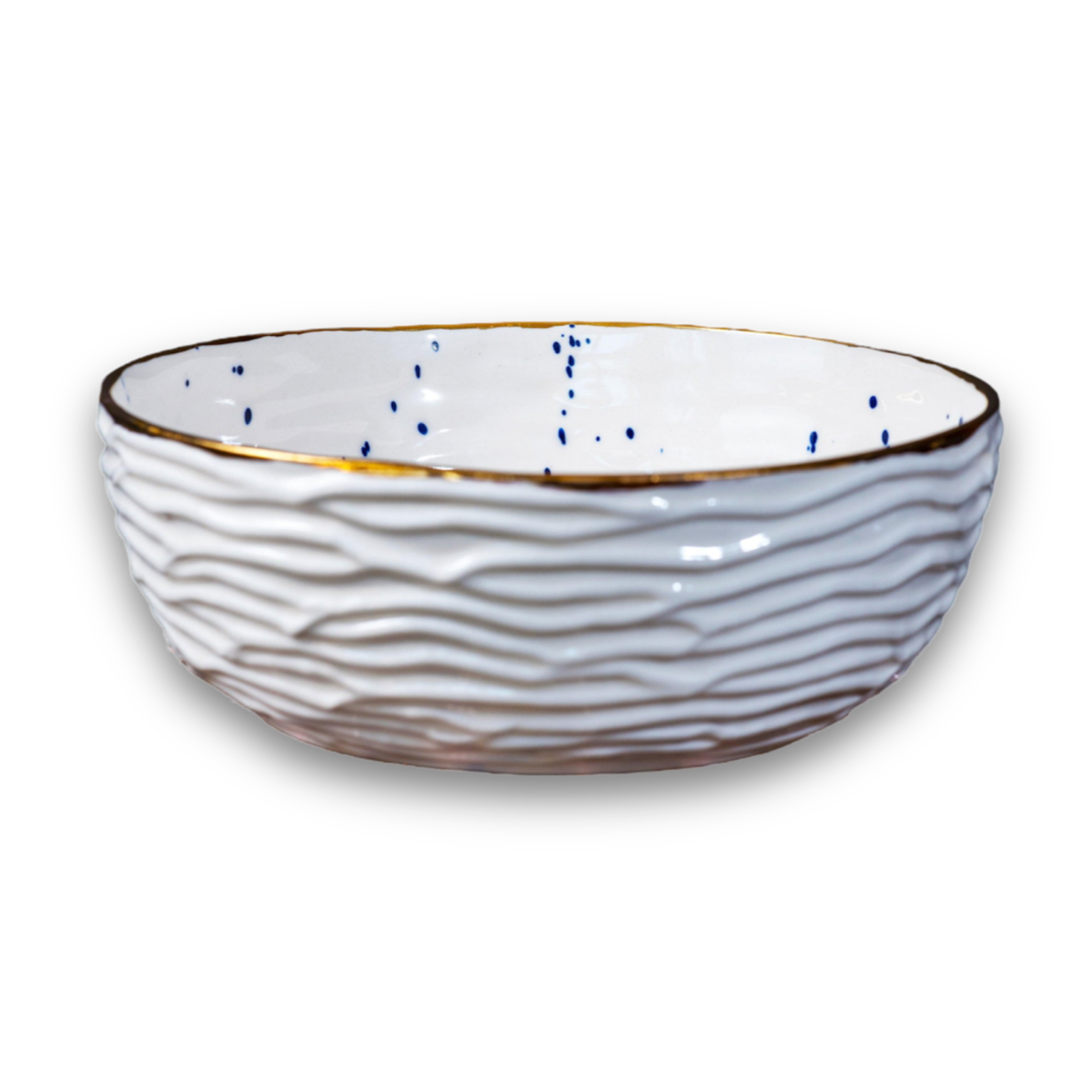 Porcelain Bowl Blue Splashes & Gold - ZLATNAporcelain