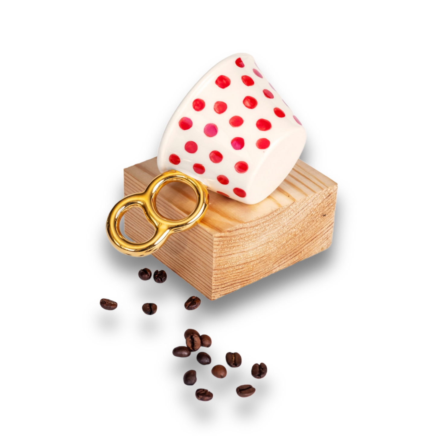 Porcelain Coffee Cup Red Polka Dots - ZLATNAporcelain