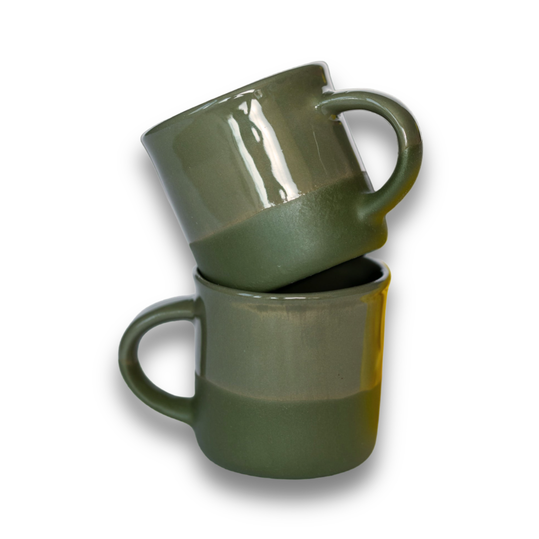 Set of 2 porcelain espresso cups KHAKI GREEN - ZLATNAporcelain