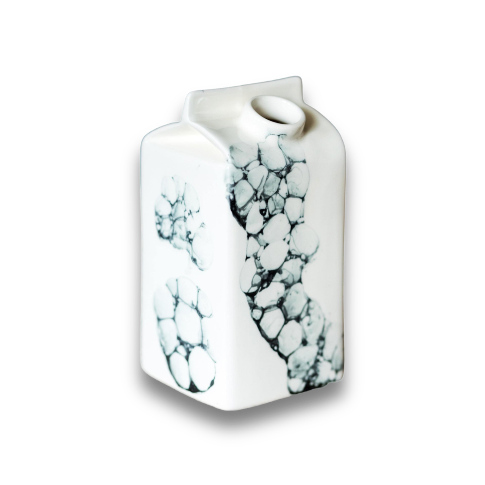 Small Porcelain Milk Jug/Vase Black Bubbles - ZLATNAporcelain