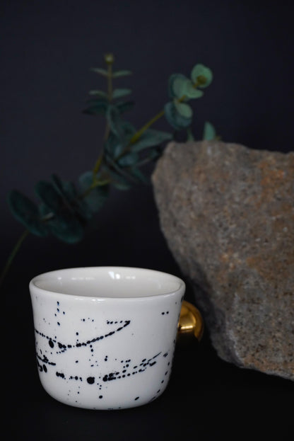 Porcelain Cappuccino Mug Black Splashes - ZLATNAporcelain