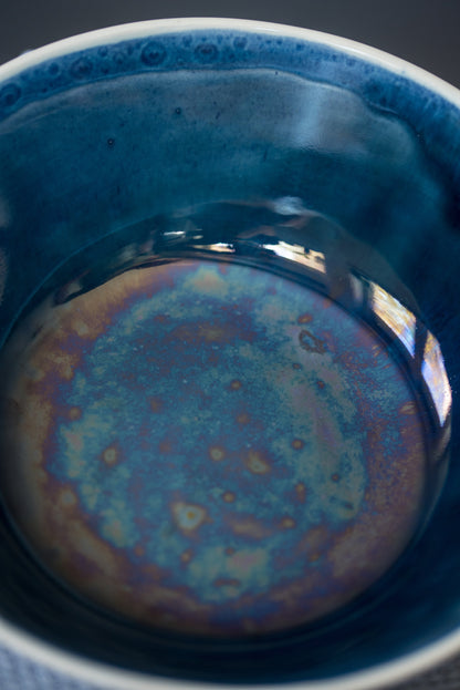 Large porcelain bowl deep blue & bubbles - ZLATNAporcelain
