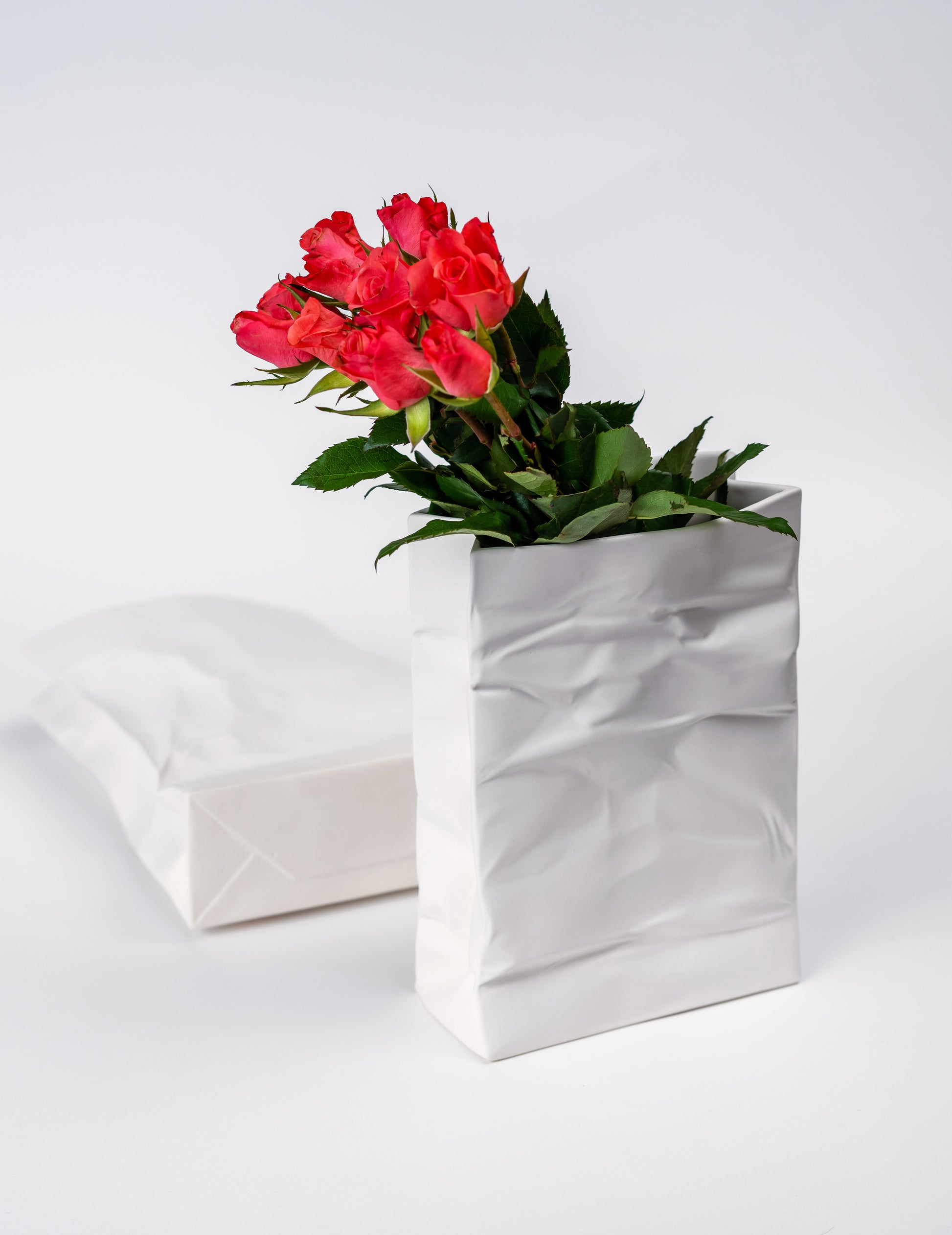 Porcelain vase BAG - white matte #2 - ZLATNAporcelain