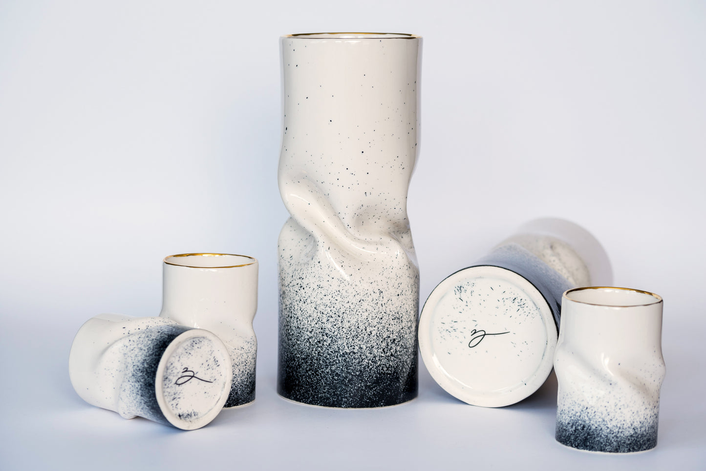 Porcelain vase CURVED GALAXY OMBRE - ZLATNAporcelain