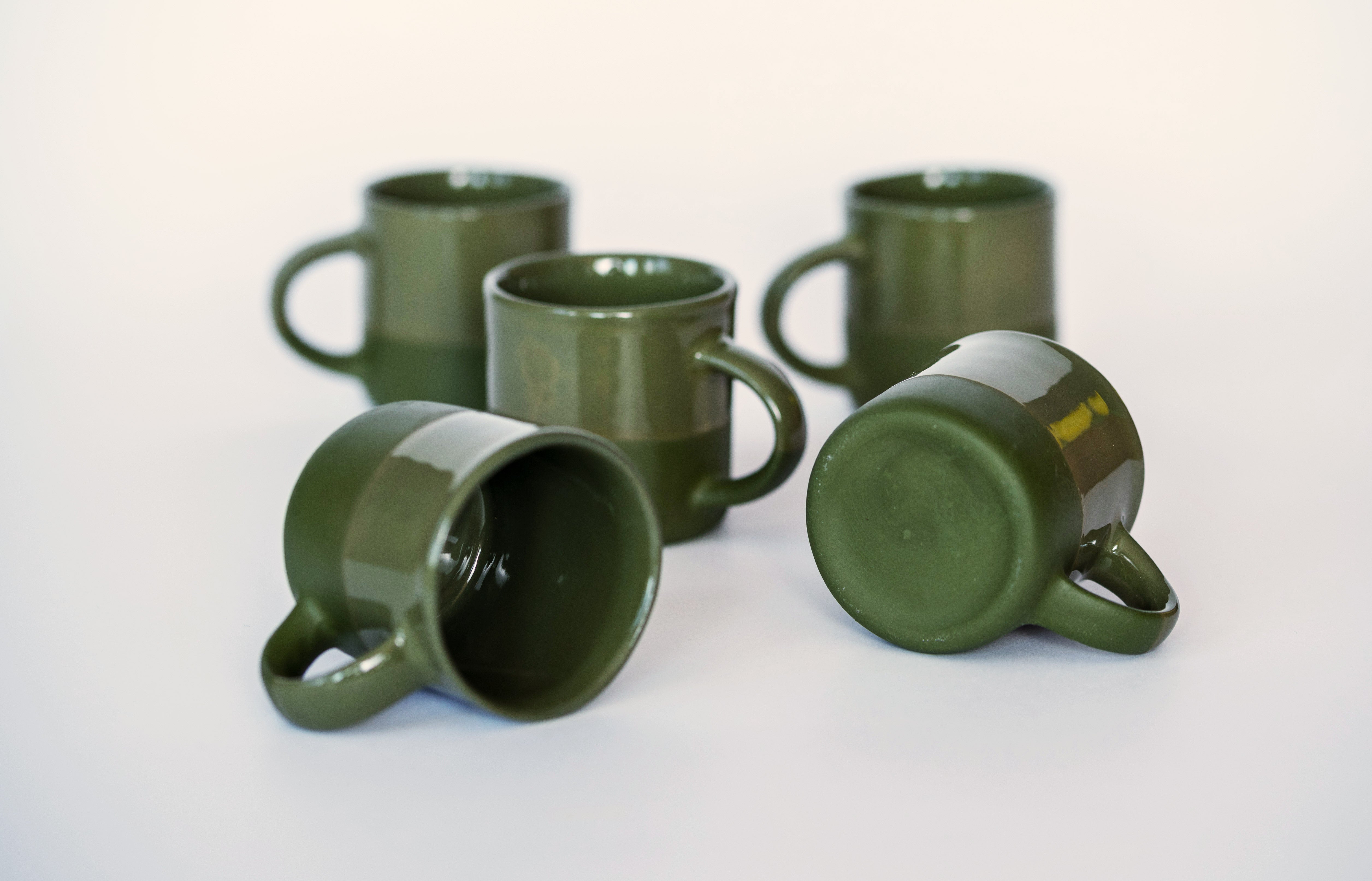 Set of 2 porcelain espresso cups GREEN OLIVE - ZLATNAporcelain