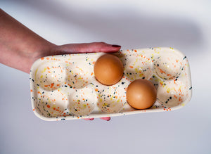 Porcelain egg tray RAINBOW SPLASHES - for 10 eggs - ZLATNAporcelain