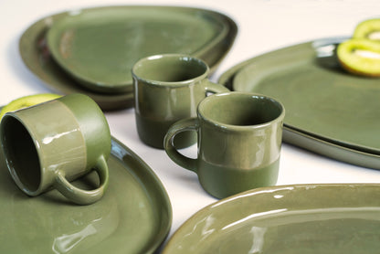 Set of 2 porcelain espresso cups GREEN OLIVE - ZLATNAporcelain