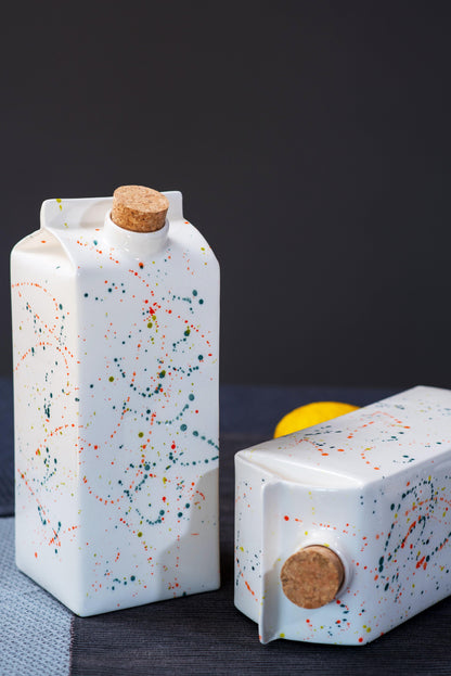 Designer porcelain milk jug or vase hand painted with colorful splashes - ZLATNAporcelain