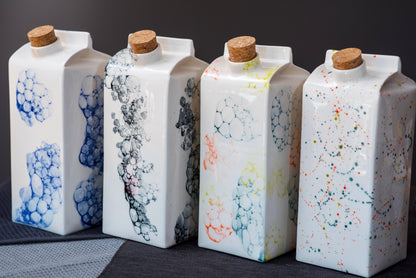 Designer porcelain milk jug or vase hand painted with colorful splashes - ZLATNAporcelain